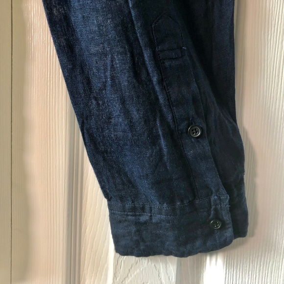 Azul Japanese Navy Blue Linen Button Down Shirt 52 - Picture 4 of 8